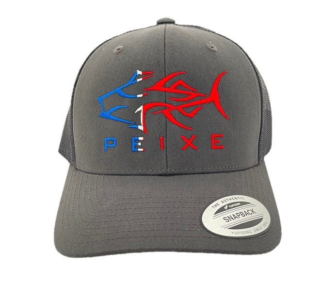 PEIXE CO. 6606 CURVE AMERICAN TUNA LOGO CAP DARK GREY