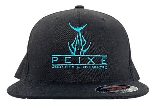 PEIXE CO. TUNA TAIL BLACK BASEBALL FITTED CAP 629F